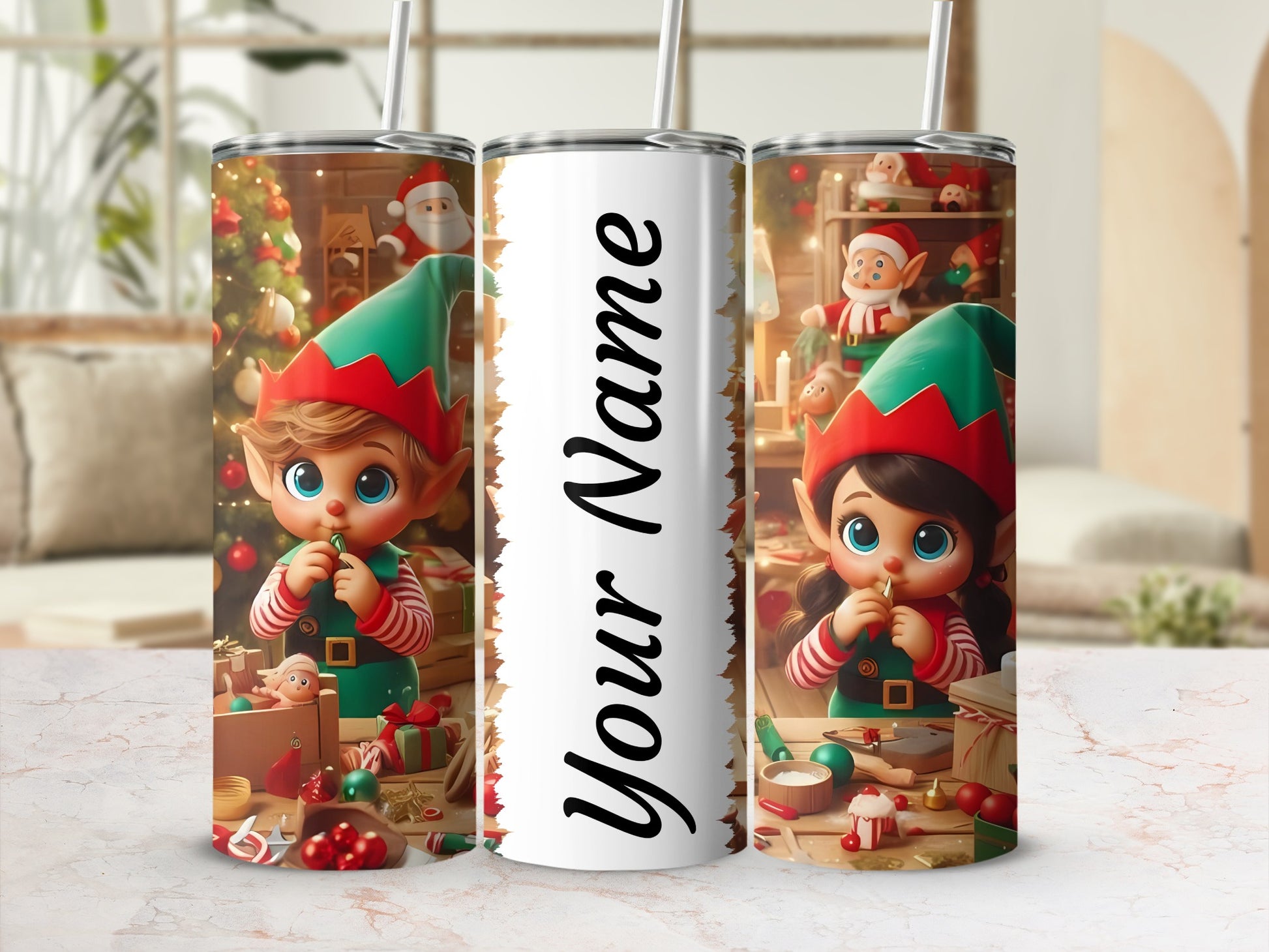 Personalized Christmas Elf Custom Tumbler Cup