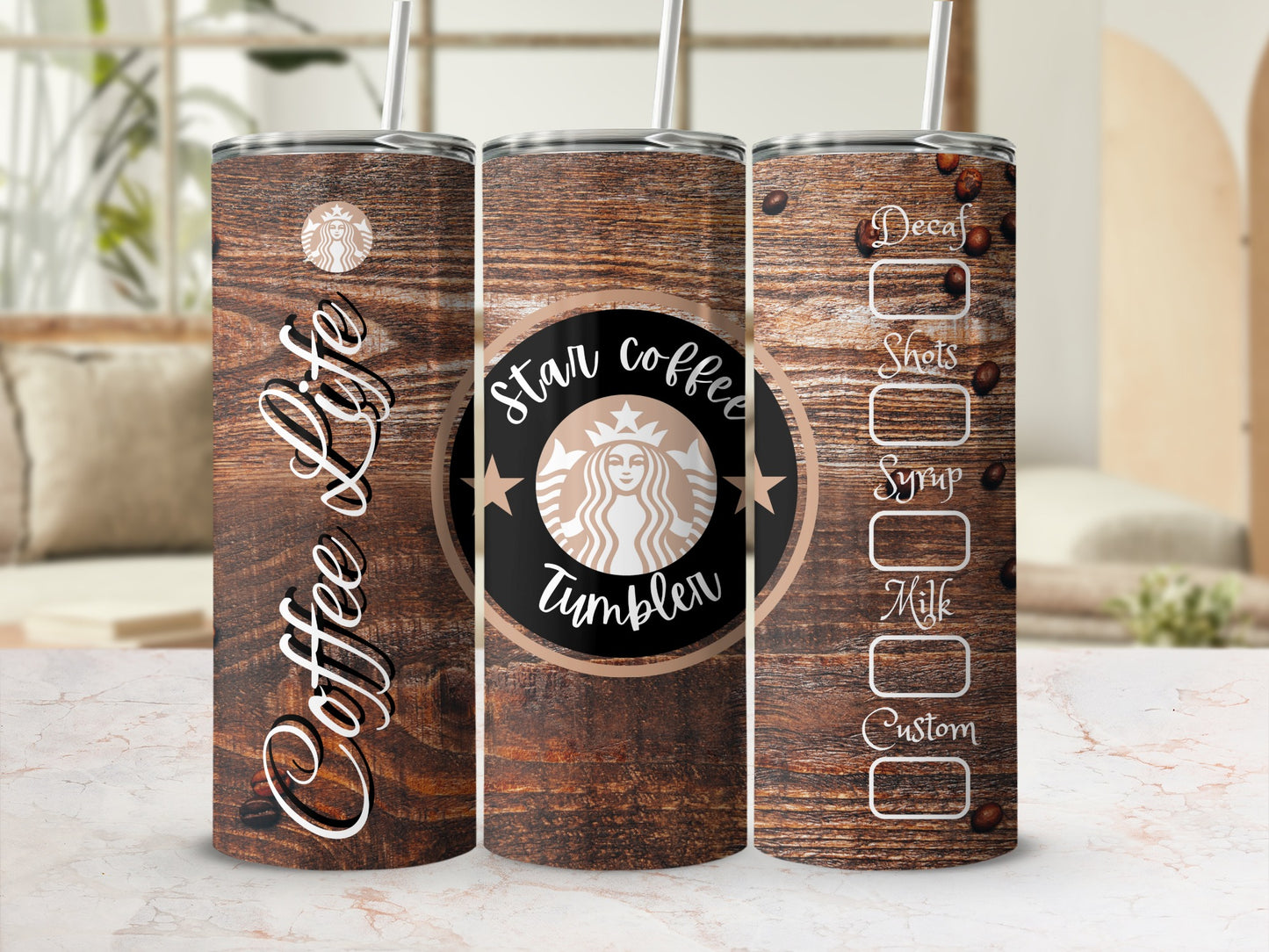 Star Coffee Tumbler with Coffee Life Decal