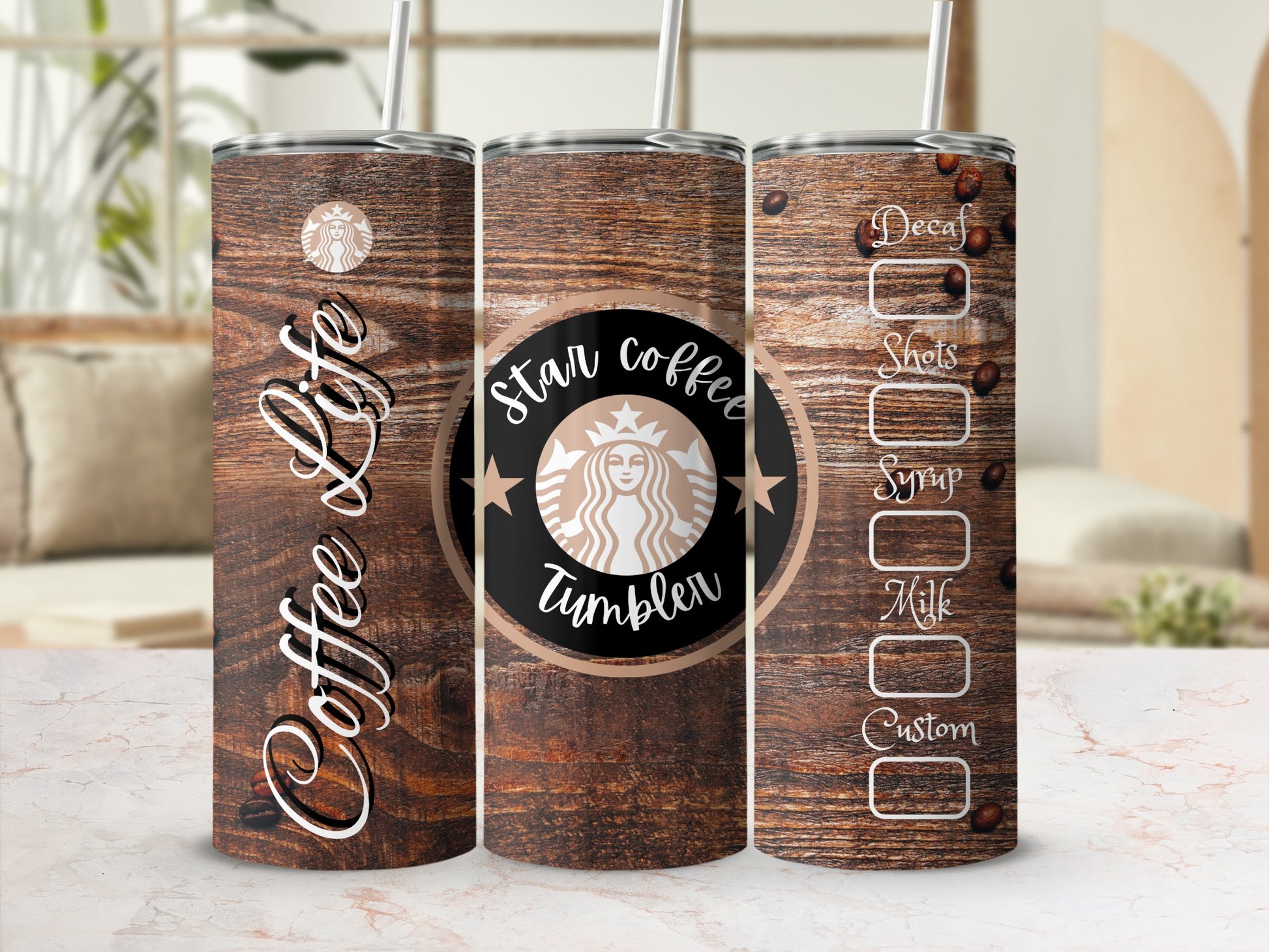 Star Coffee Tumbler with Coffee Life Decal