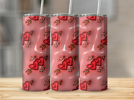 Pink Peace Heart Patterned Tumbler with Straw Product