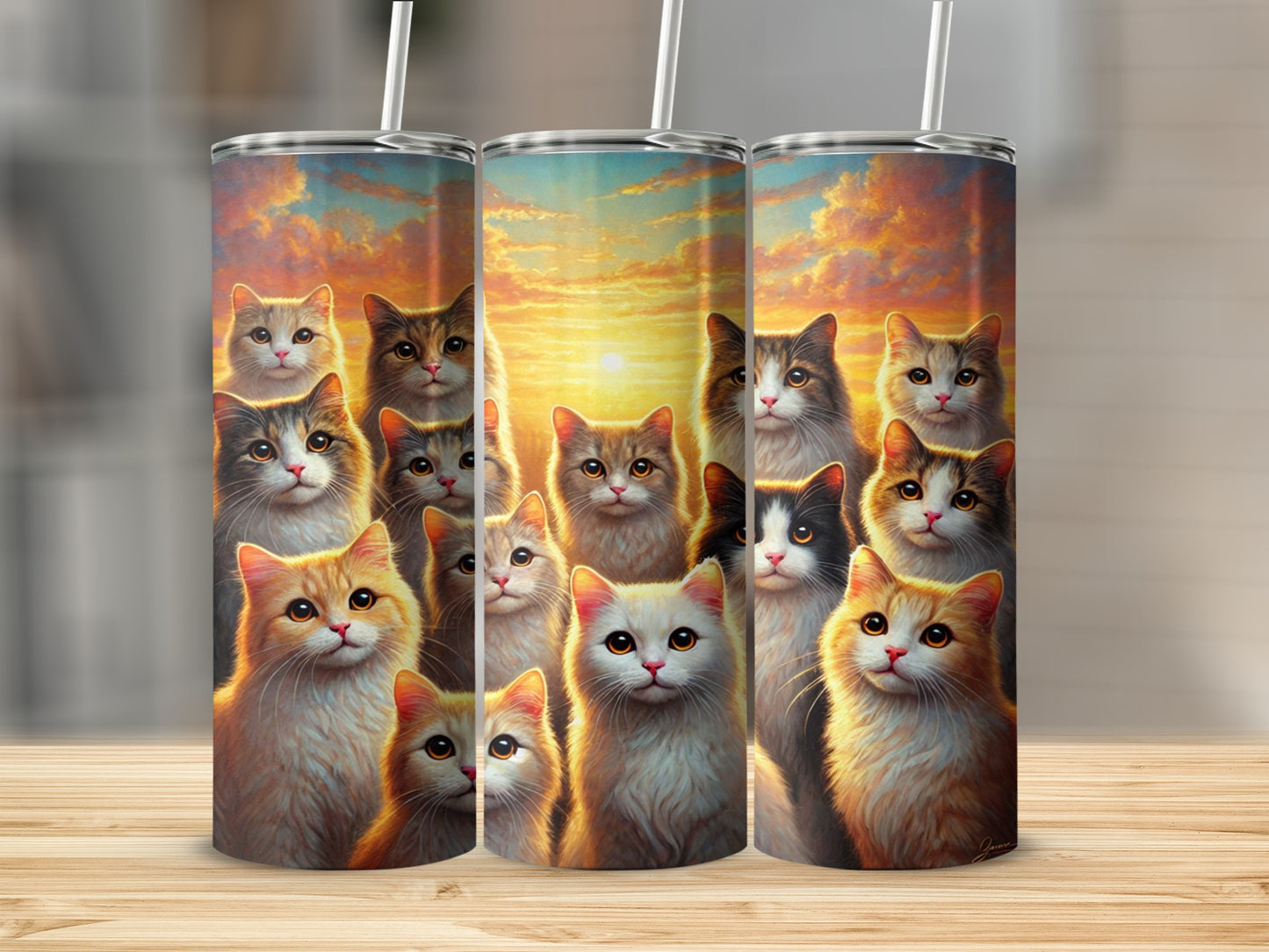Sunset Cats Design Tumbler for Cat Lovers Gift