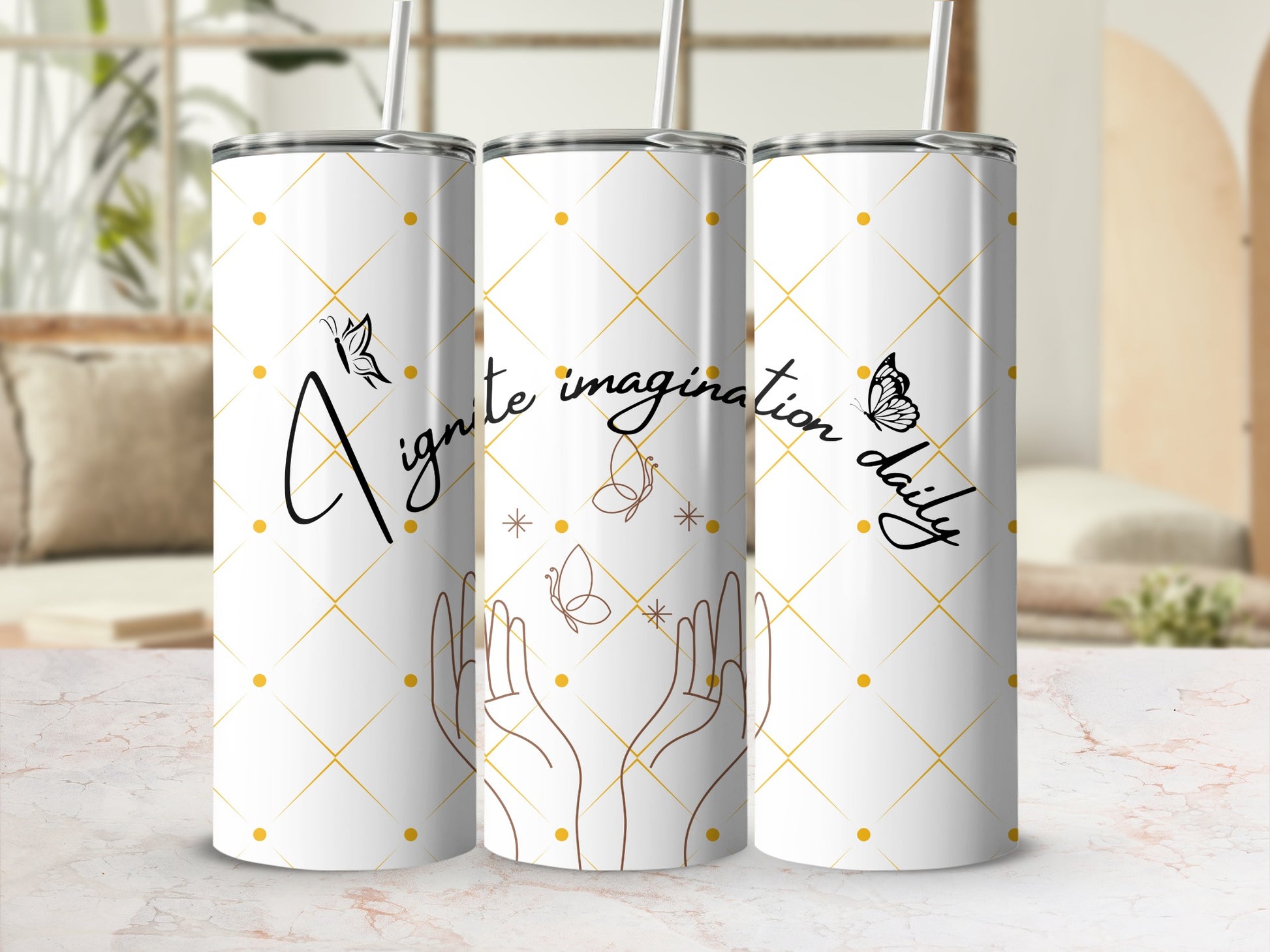 Ignite Imagination Daily Butterfly Design Tumbler
