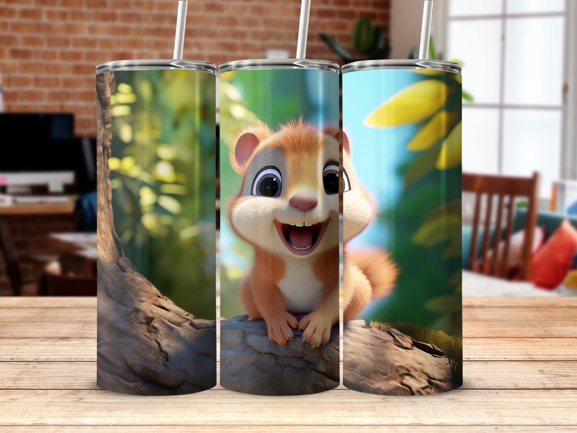 Cute Smiling Squirrel on Tree Branch Tumbler