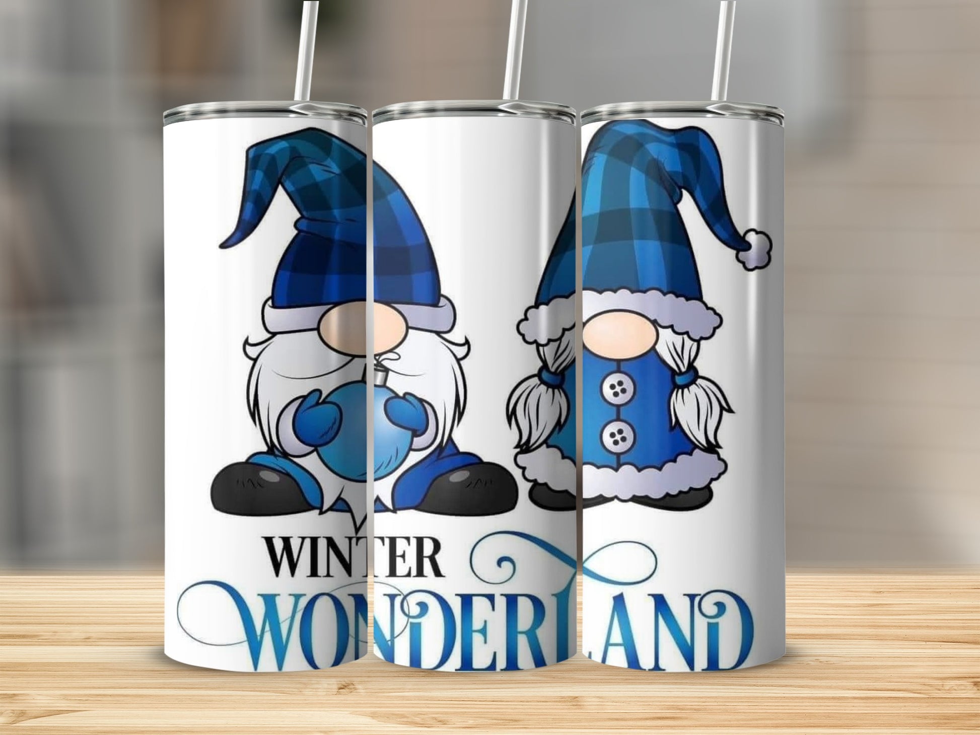 Winter Wonderland Blue Gnome Themed Drinkware