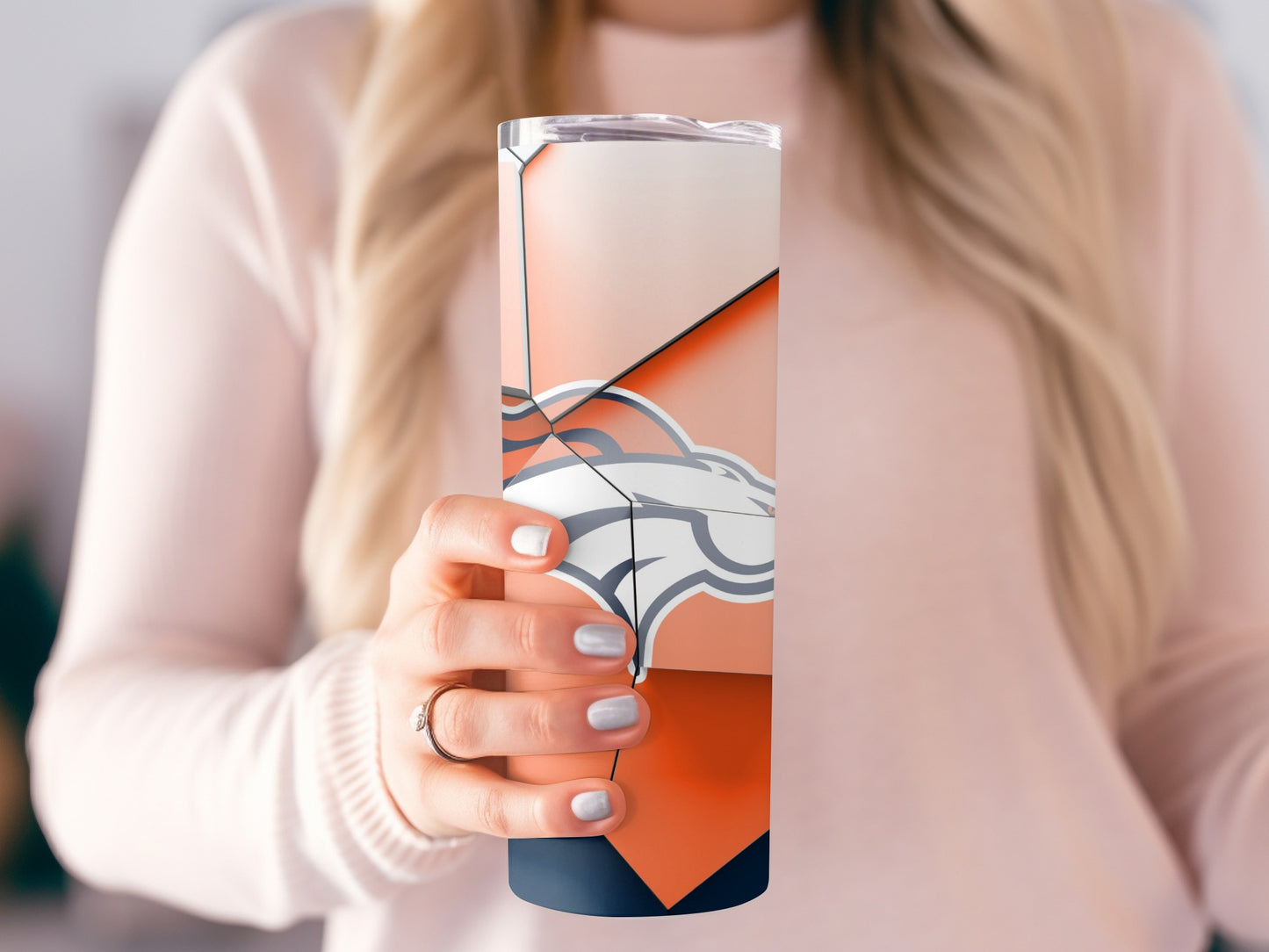 Denver Broncos Logo Shattered Effect Graphic Design Tumblers