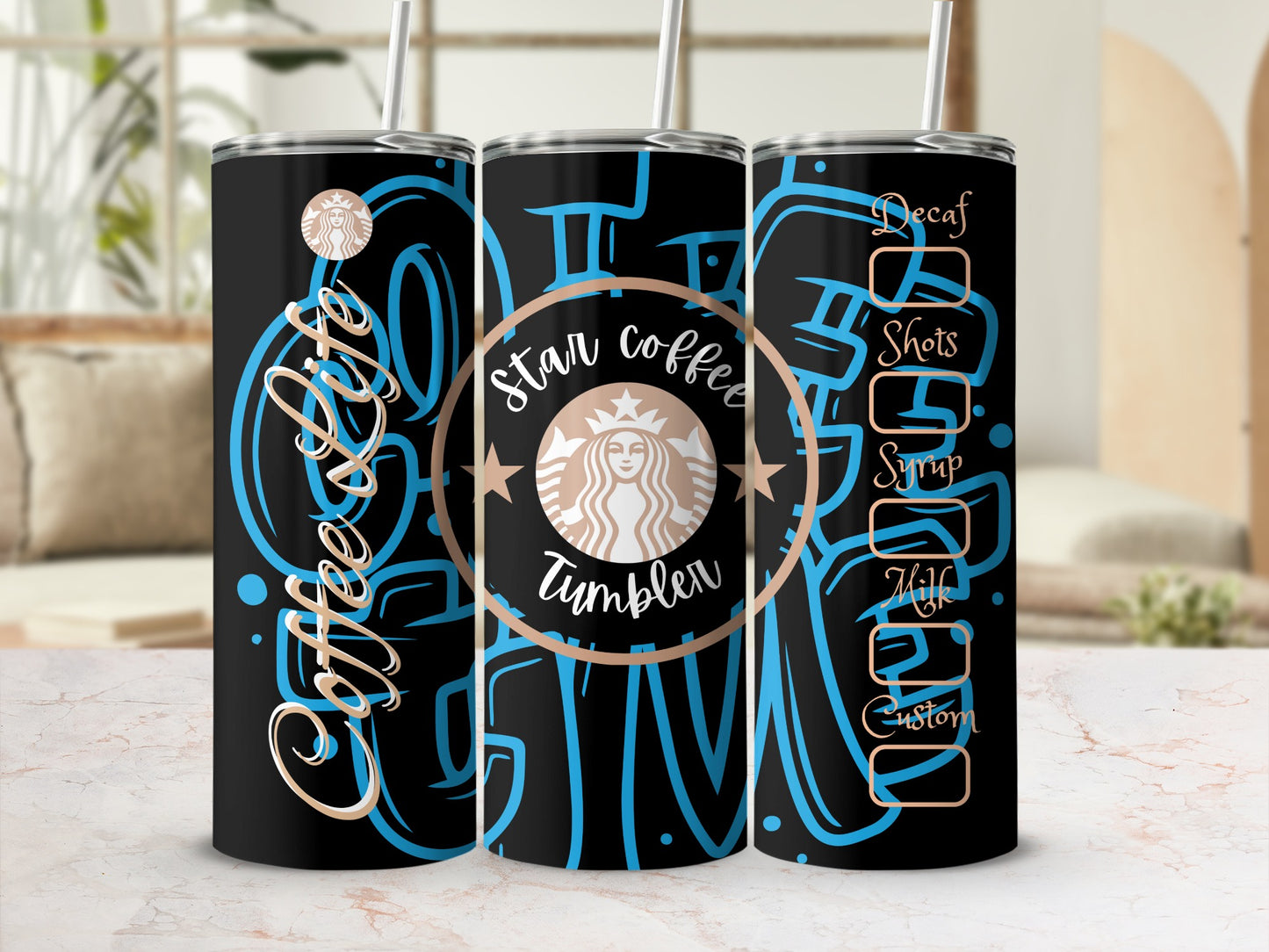 Star Coffee Life Customizable Tumbler with Straw