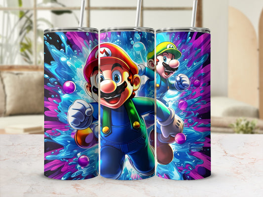 Colorful Super Mario Brothers Double Wall Insulated Tumbler