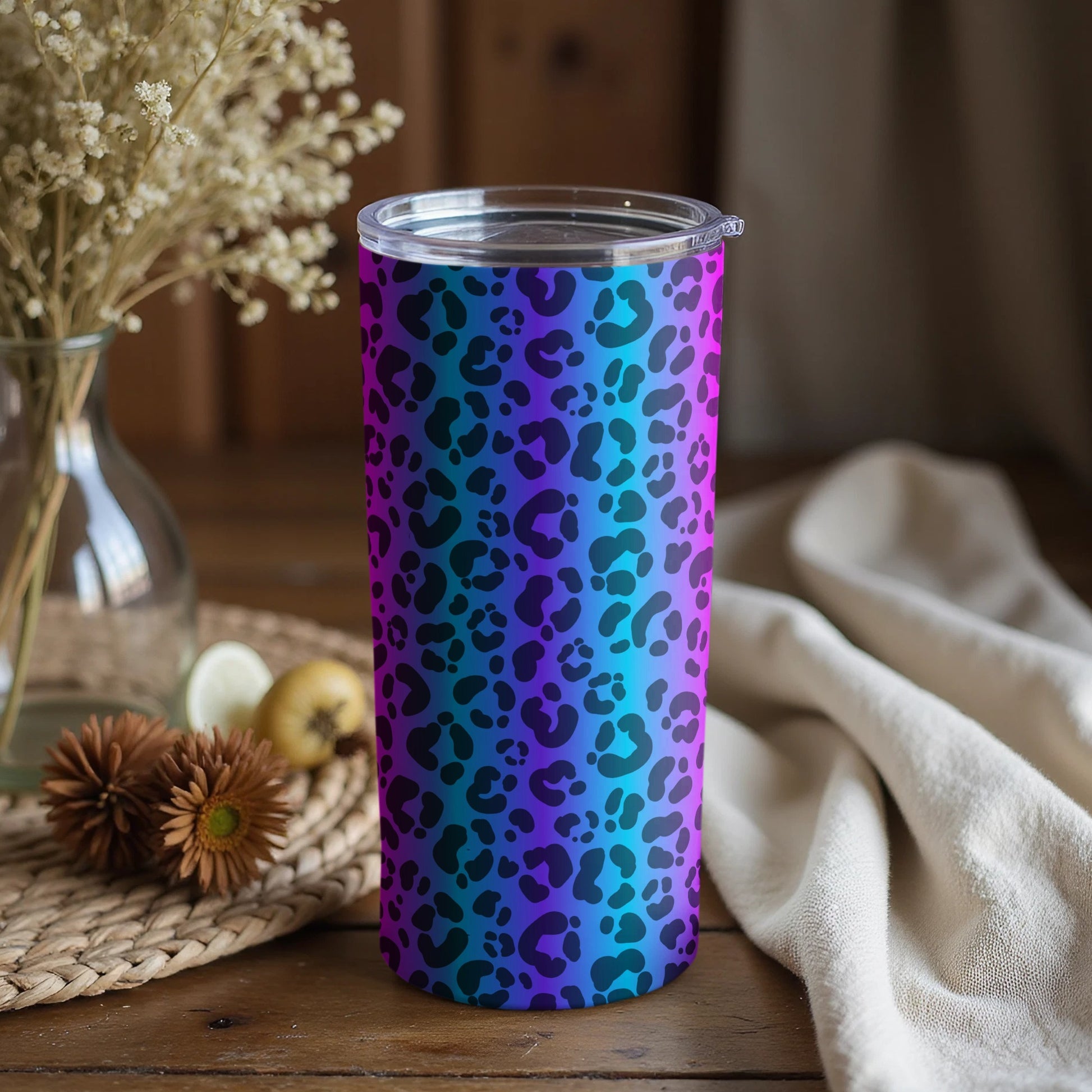 Colorful Gradient Leopard Print Tumbler for Stylish Hydration