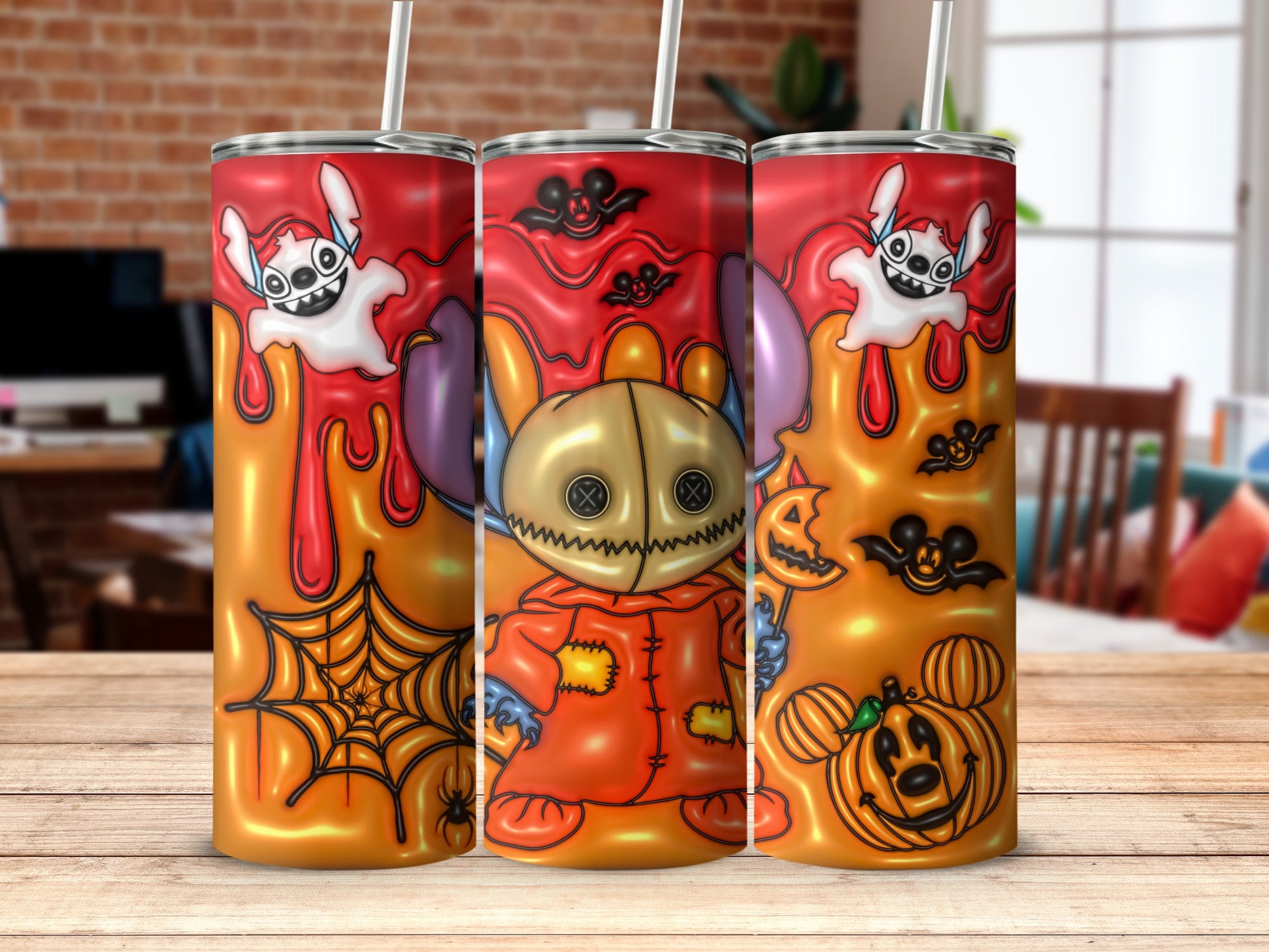 Spooky Halloween Themed Tumbler with Cute Characters