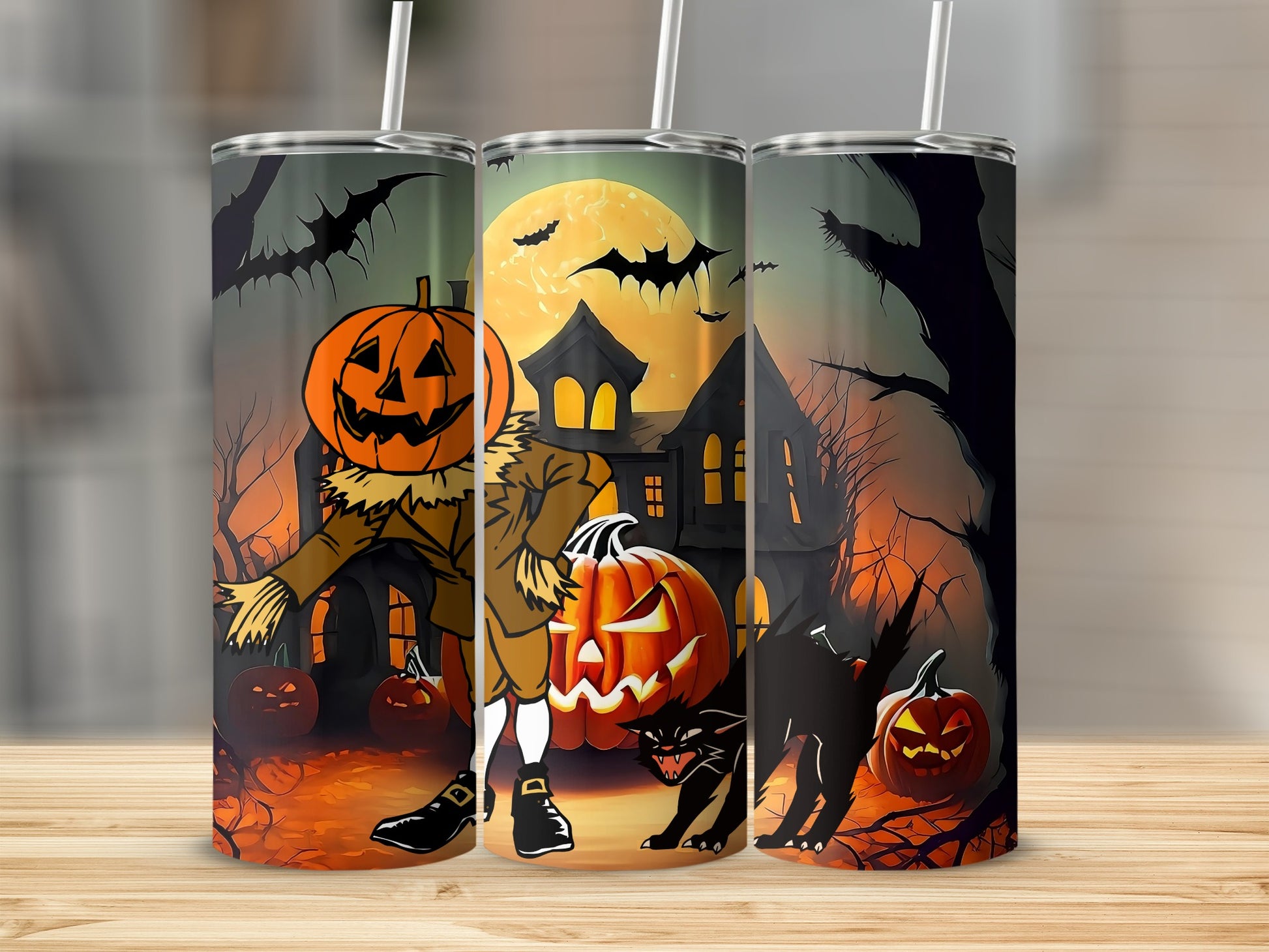Halloween Night Scene with Jack O'Lantern Tumbler