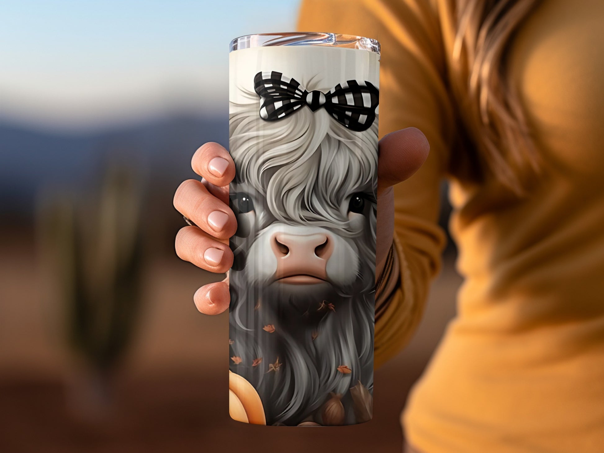 Cute Highland Cow Design Tall Tumbler for Beverages