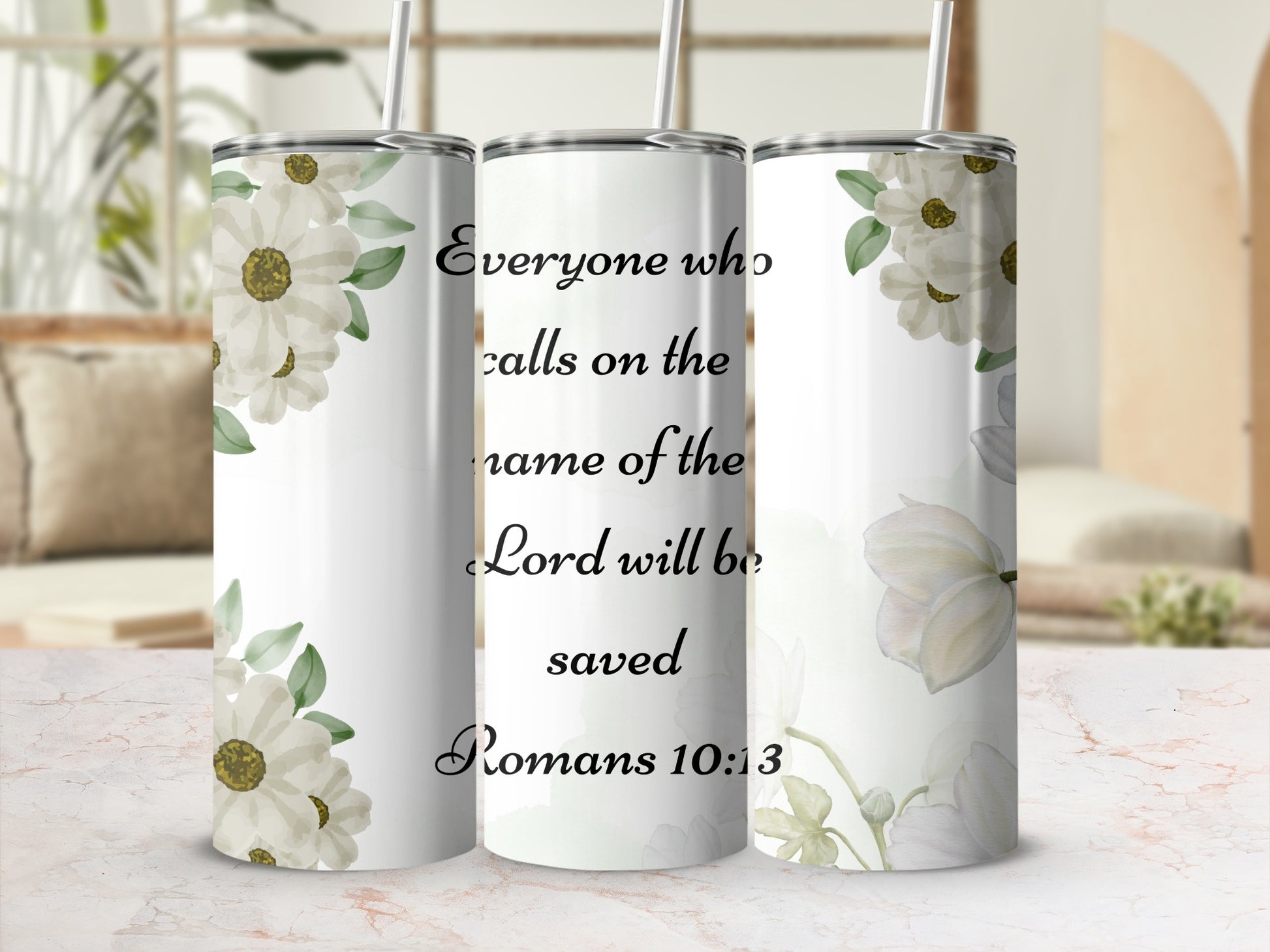 Inspirational Romans 10:13 Scripture Tumbler 20oz