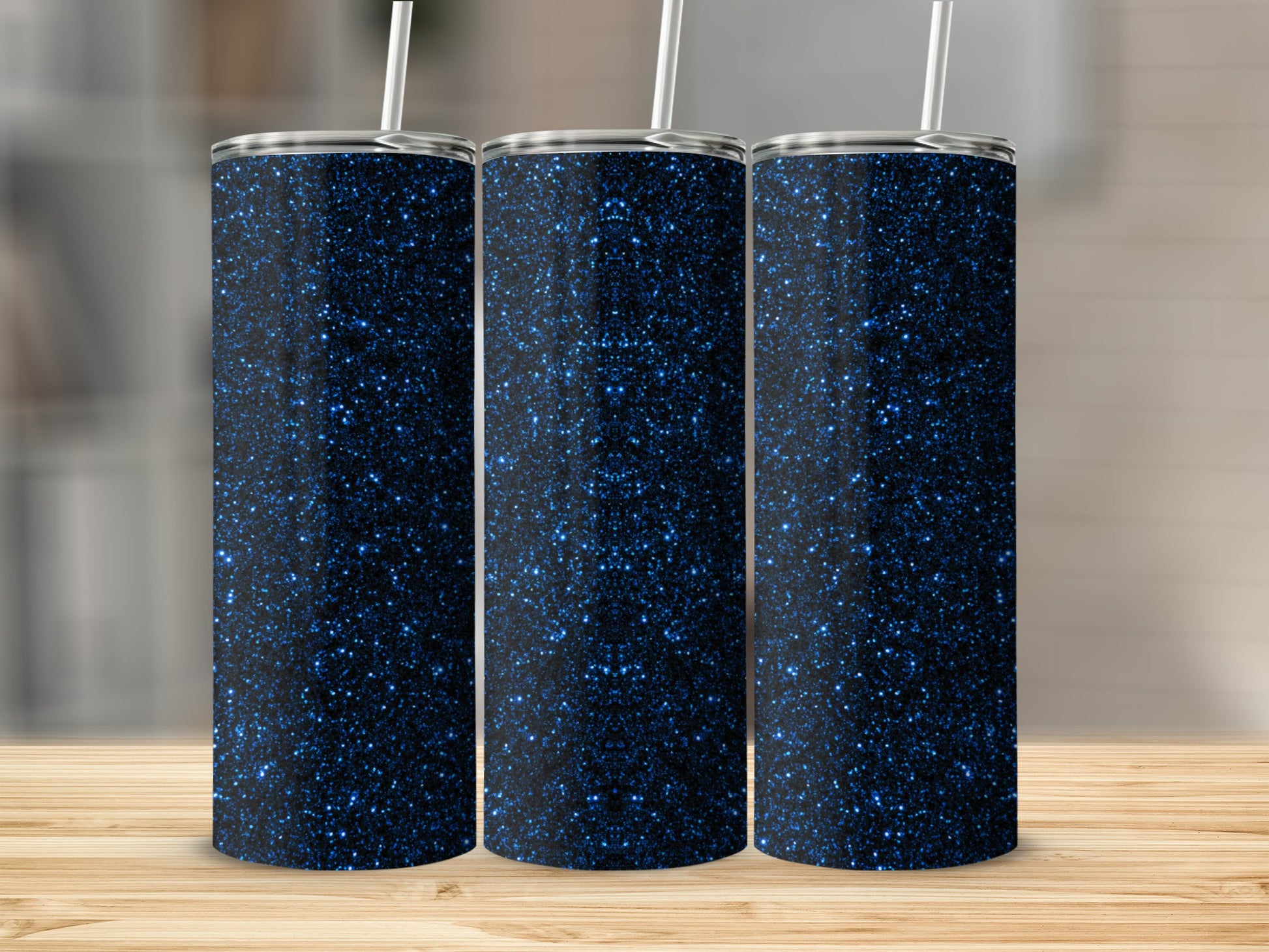Sparkling Midnight Blue Glitter Tumbler Cup