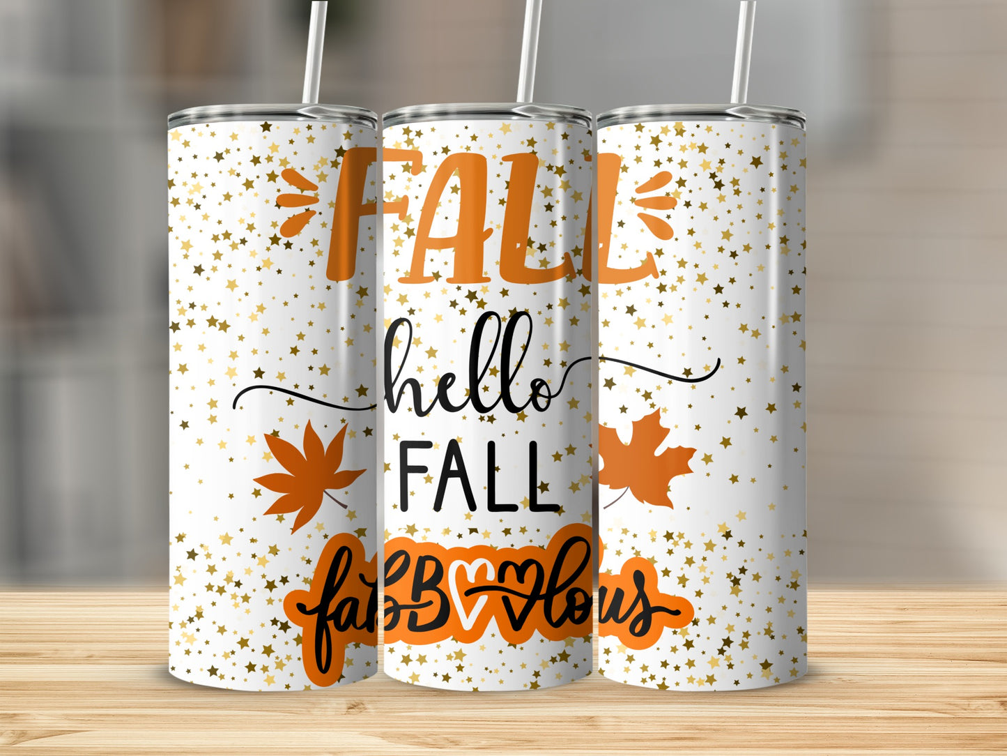 Hello Fall Fabulous Tumbler With Leaves and Stars