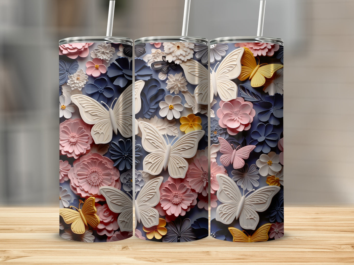 Embossed Butterflies Flowers Pink Blue Gold Tumbler product type
butterflies
flowers
3D design
embossed effect
floral pattern
butterfly print
pink flowers
blue flowers
white flowers
gold butterflies
pastel aesthetic
spring theme
nature inspired
tumbler
drinkware
hydration
gift idea
unique art
artistic design
summer vibes