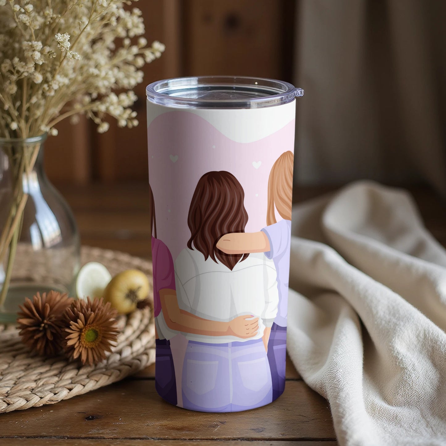 Friends Embracing Unique Art Insulated Tumbler Cup