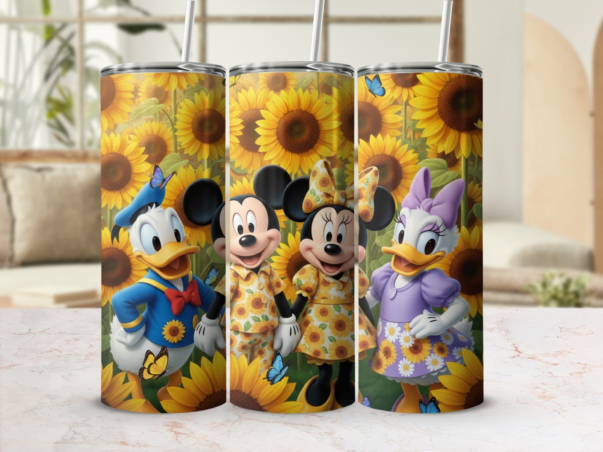 Sunflower Theme Donald Mickey and Daisy Tumbler Product