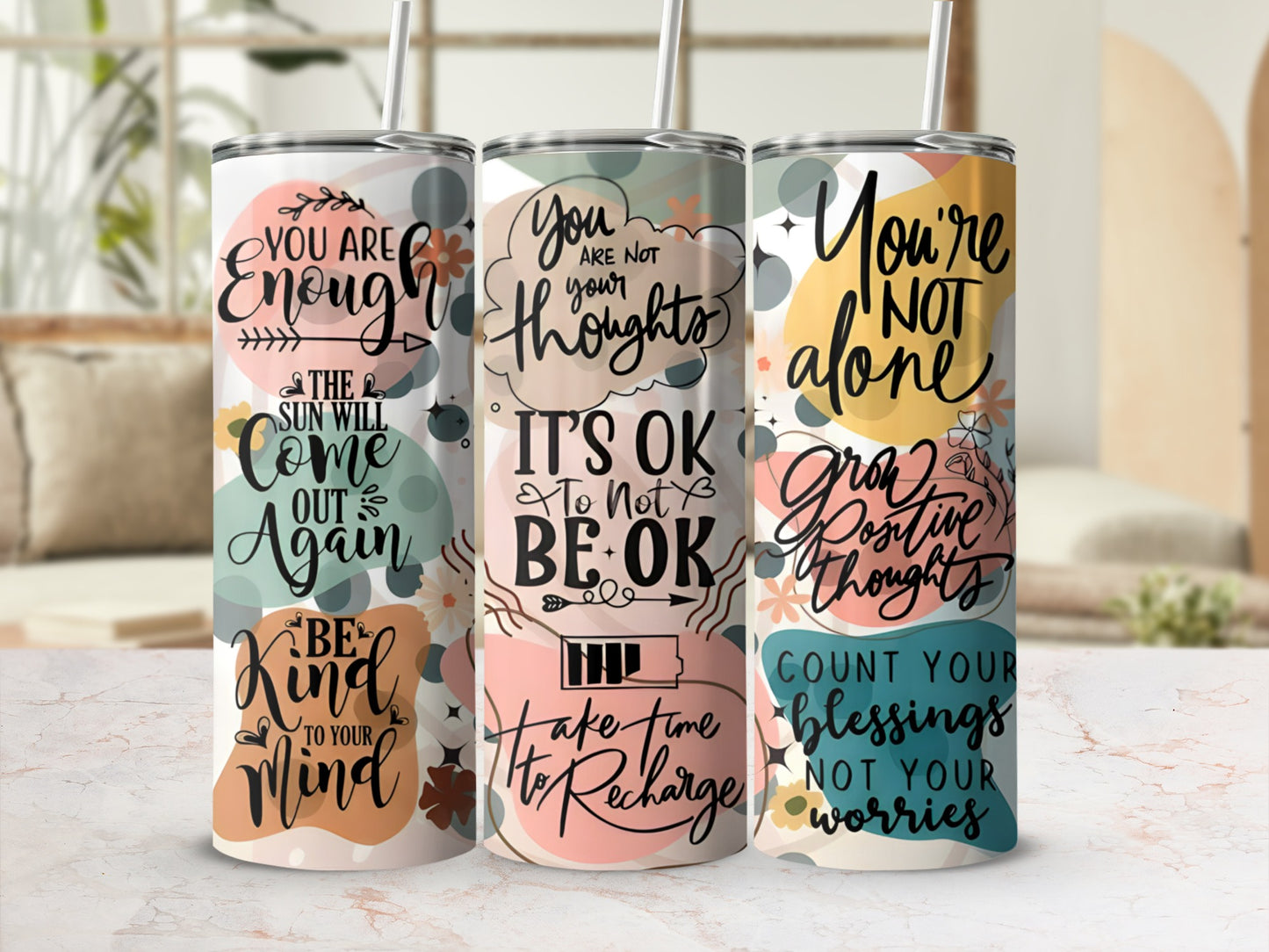 Motivational Quotes Design Reusable Tumbler Product