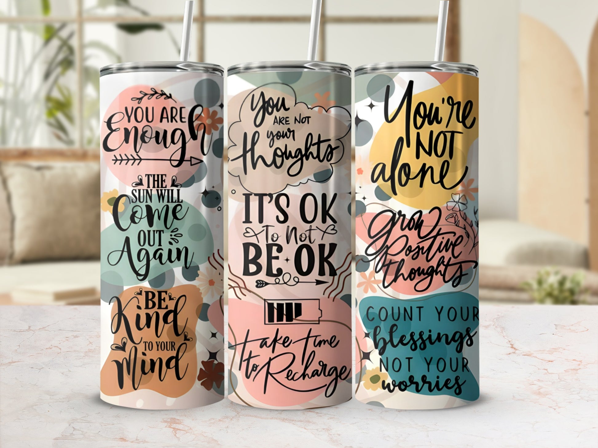 Motivational Quotes Design Reusable Tumbler Product