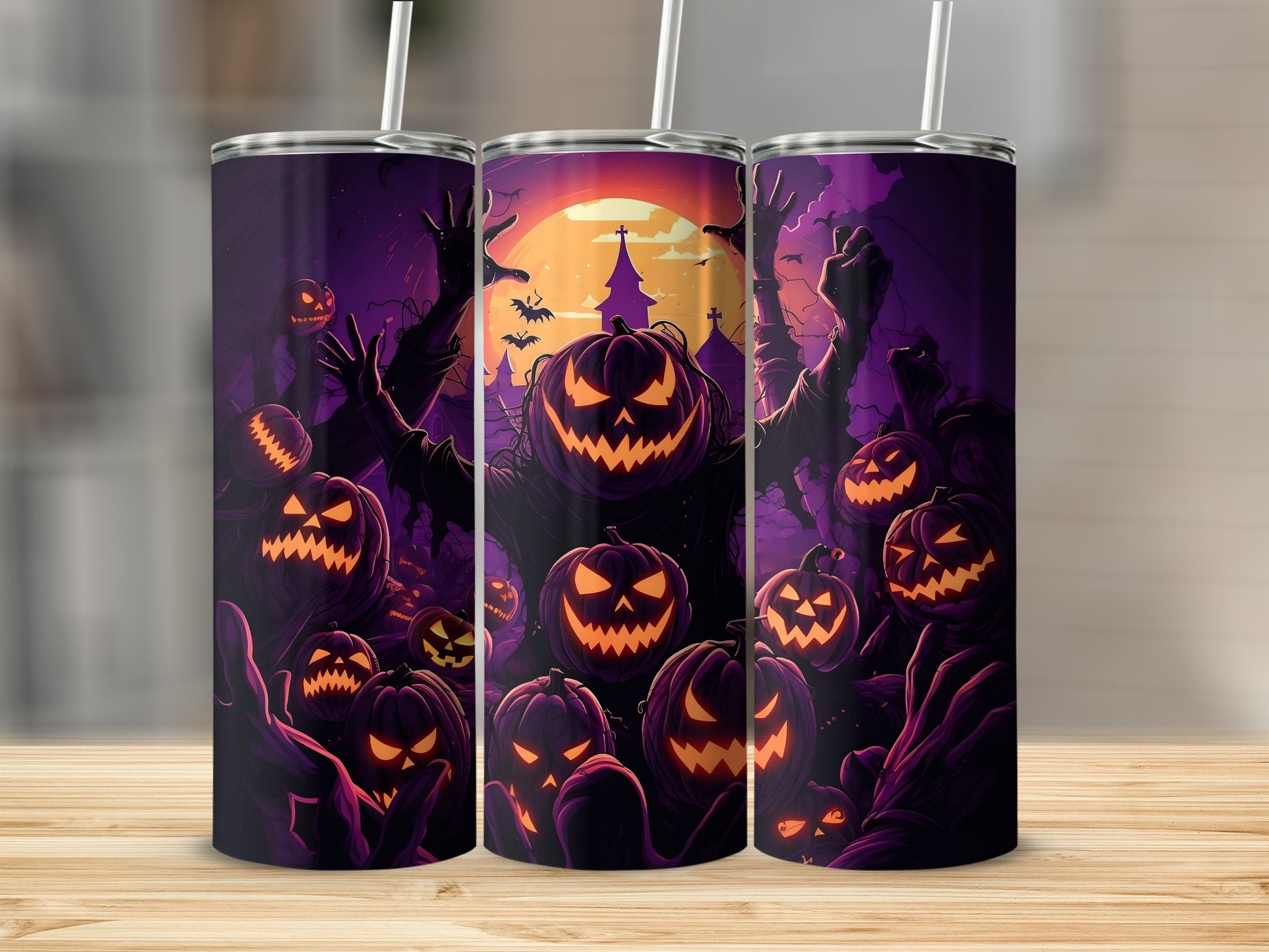 Halloween Pumpkin Jack-O'-Lantern Tumbler Cup