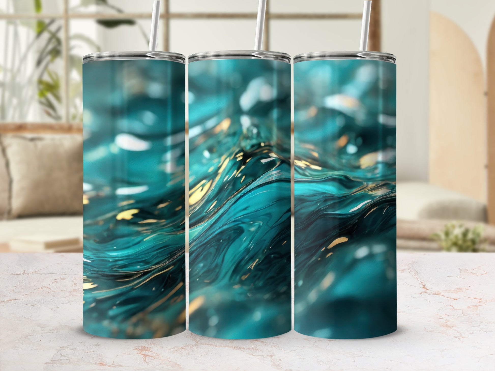 Teal Gold Swirls Fluid Abstract Art Design product type