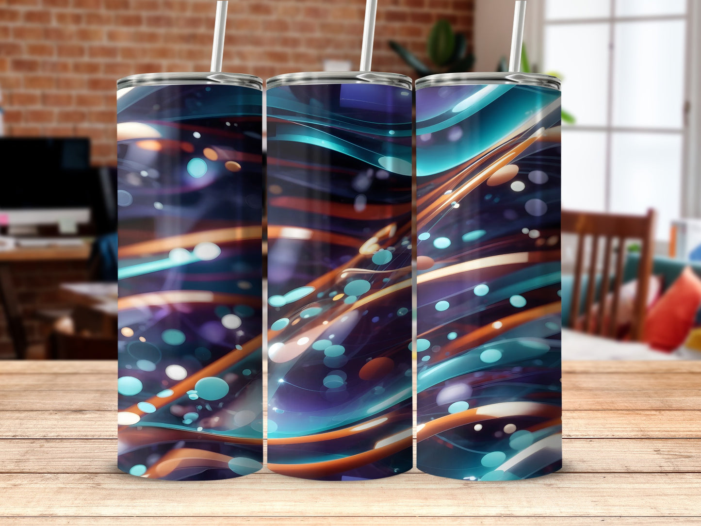 Modern Cosmic Swirl Pattern Bright Bokeh Tumbler product type