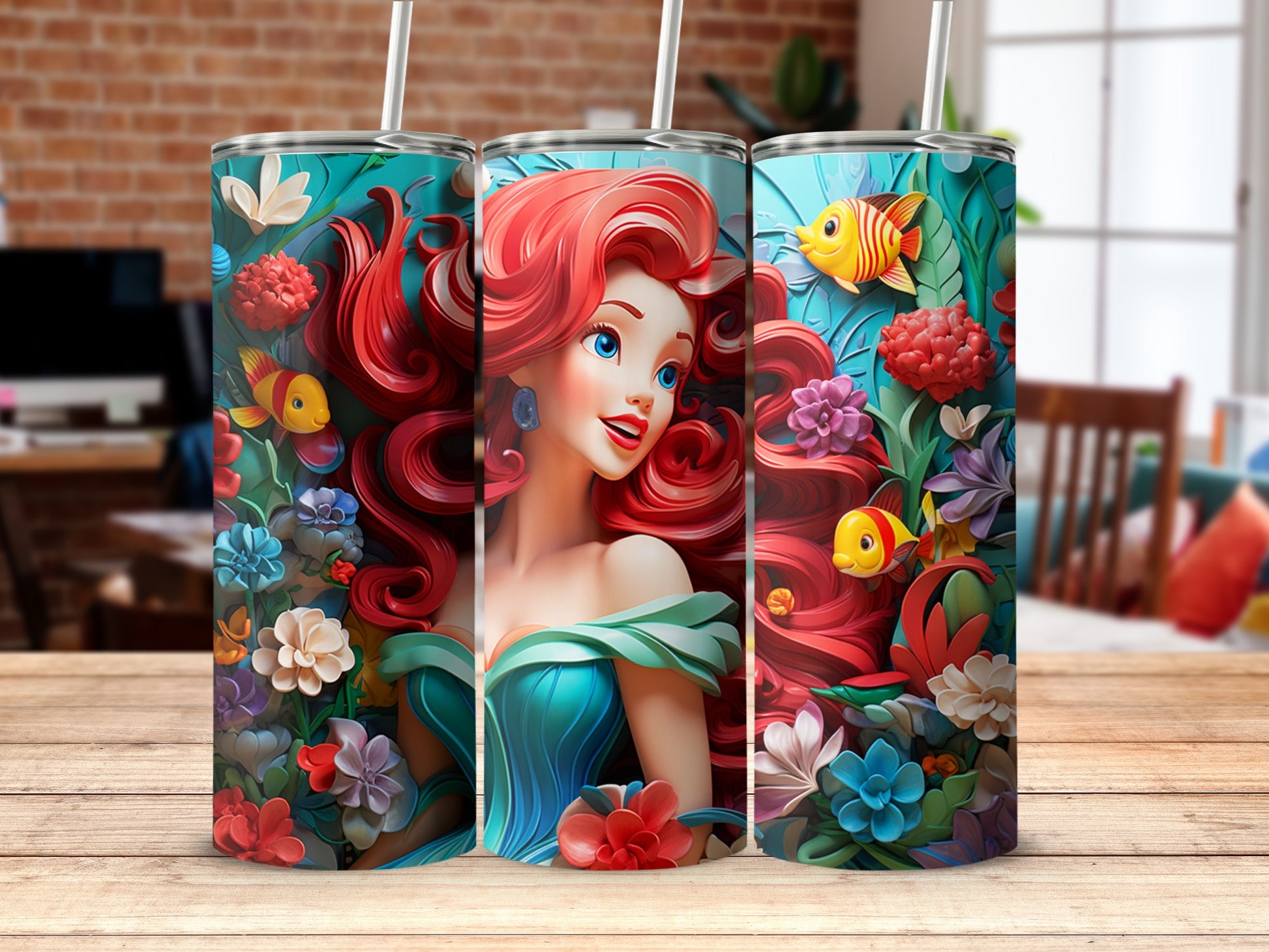 Enchanting Mermaid Themed Tumbler with Colorful Fish