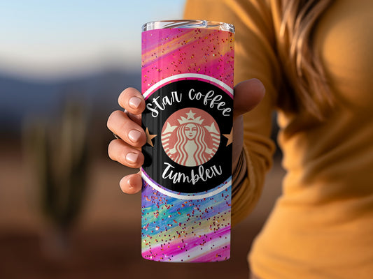 Star Coffee Tumbler with Vibrant Colorful Design
