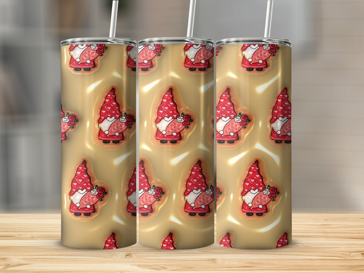 Christmas Gnome Tumbler with Festive Red Hat Design