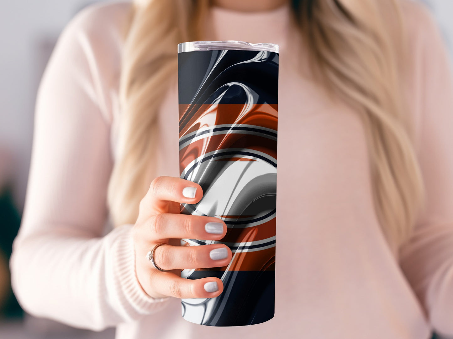 Artistic Abstract Team Design in Orange and Blue Tumblers