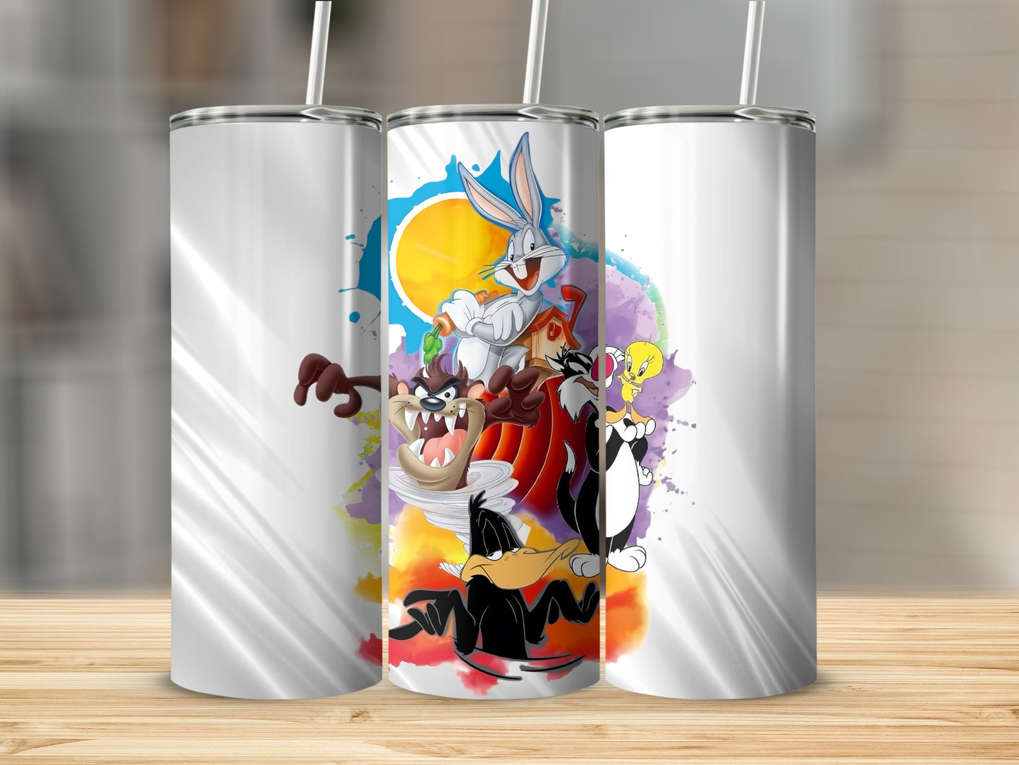 Colorful Cartoon Characters Design Tumbler Flask