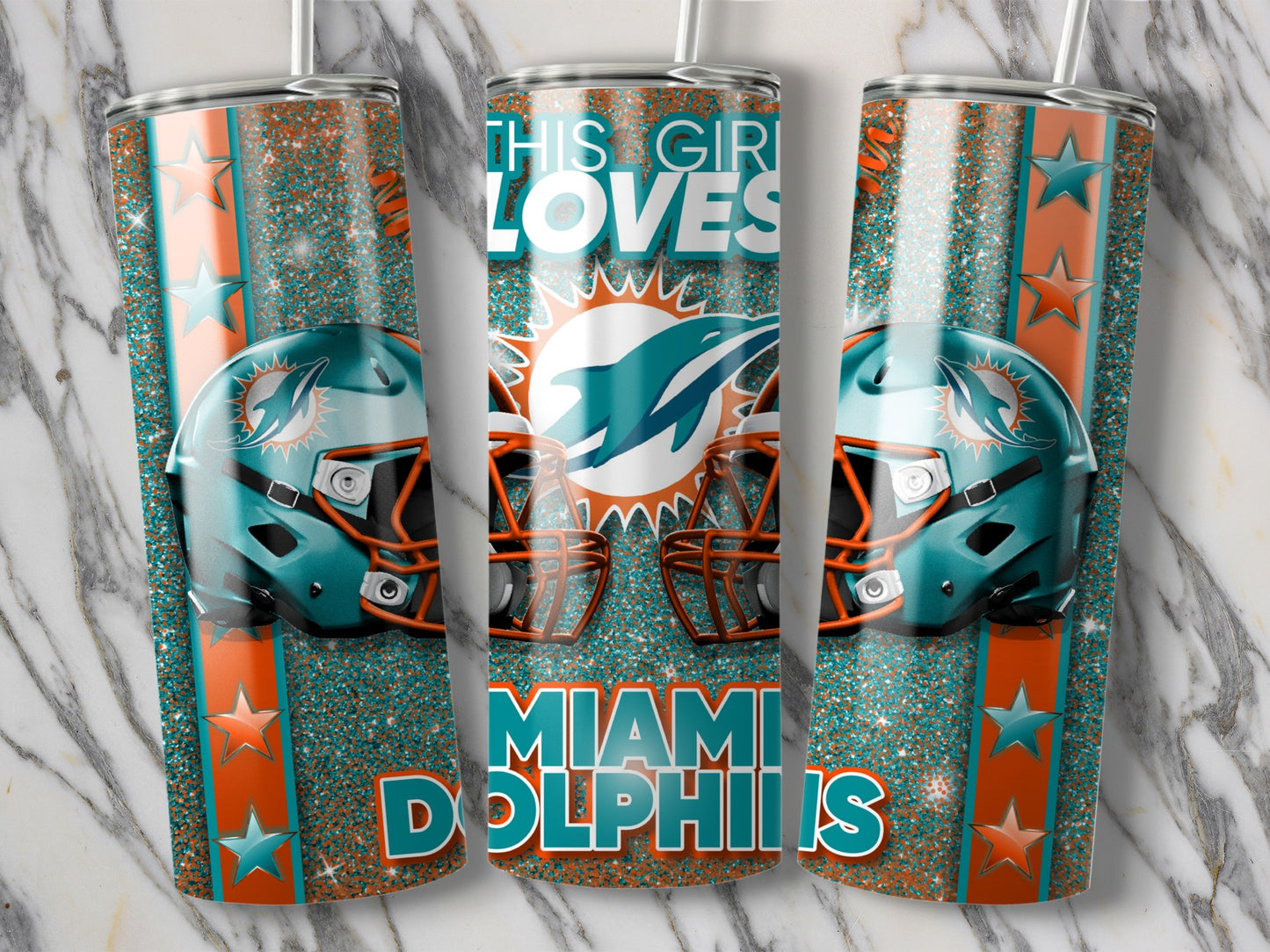 THIS GIRL LOVES MIAMI DOLPHINS Helmets Logo Tumblers