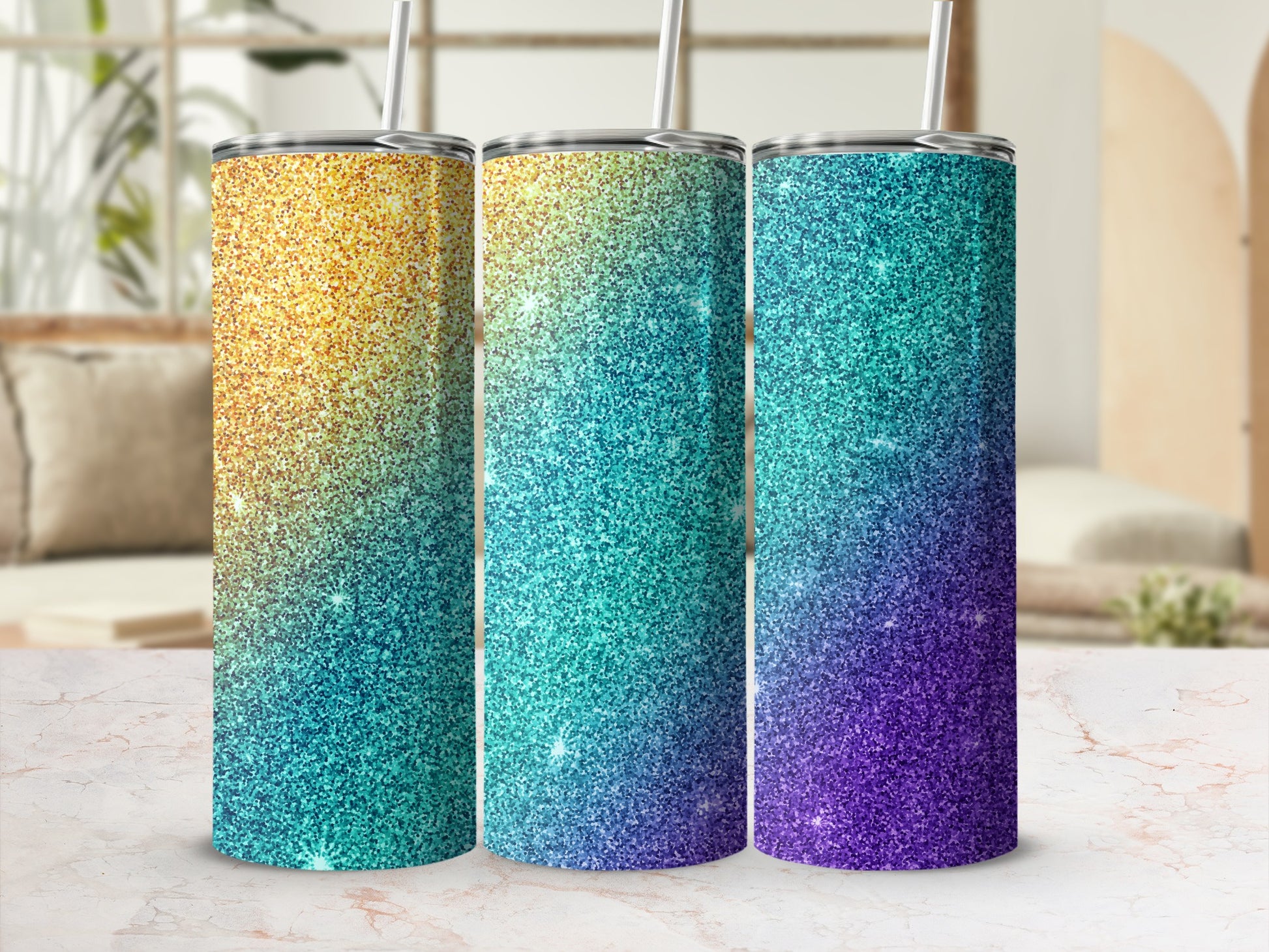 Gold Teal Purple Glitter Ombre Tumbler product type