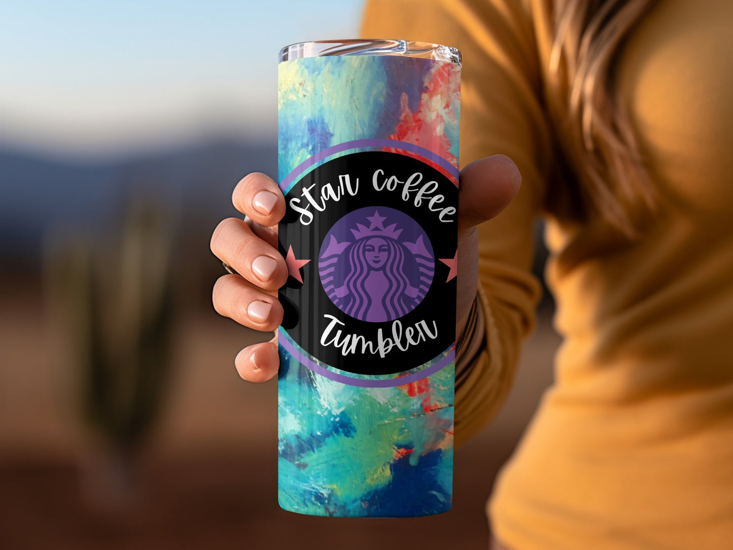 Colorful Star Coffee Tumbler with Unique Design
