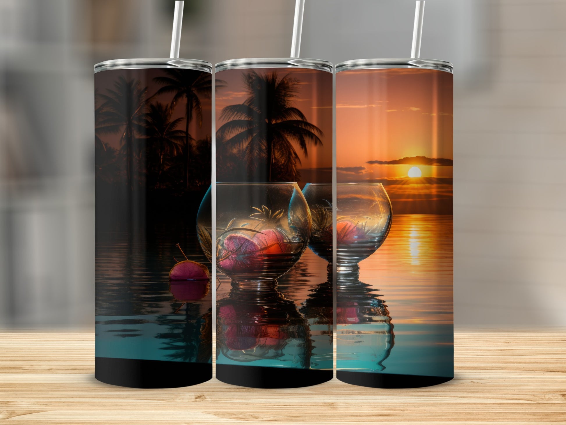 Sunset Tropical Cocktail Artistic Tumbler