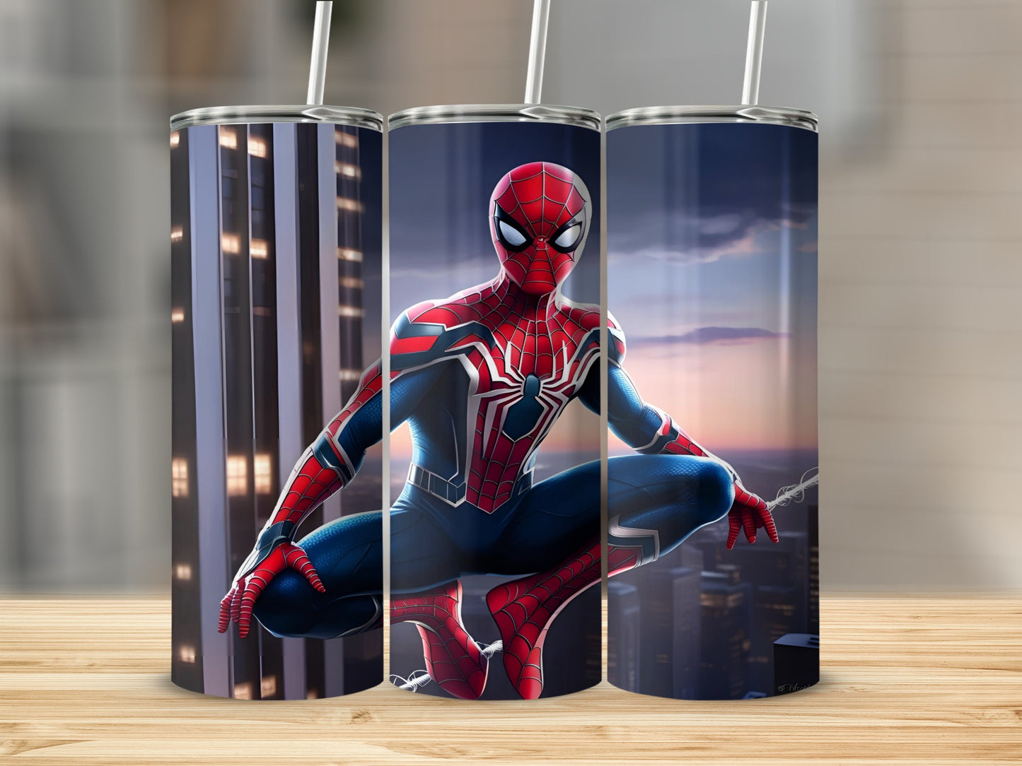 Spider-Man in red and blue suit crouches on a building ledge.