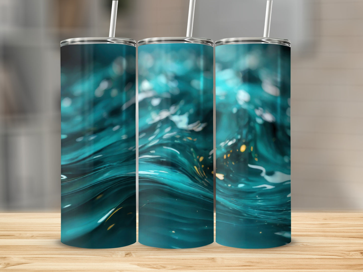 Deep Ocean Waves Glimmering Abstract Liquid Tumbler product type