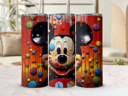 Vibrant Cartoon Character Spill Art Insulated Tumbler