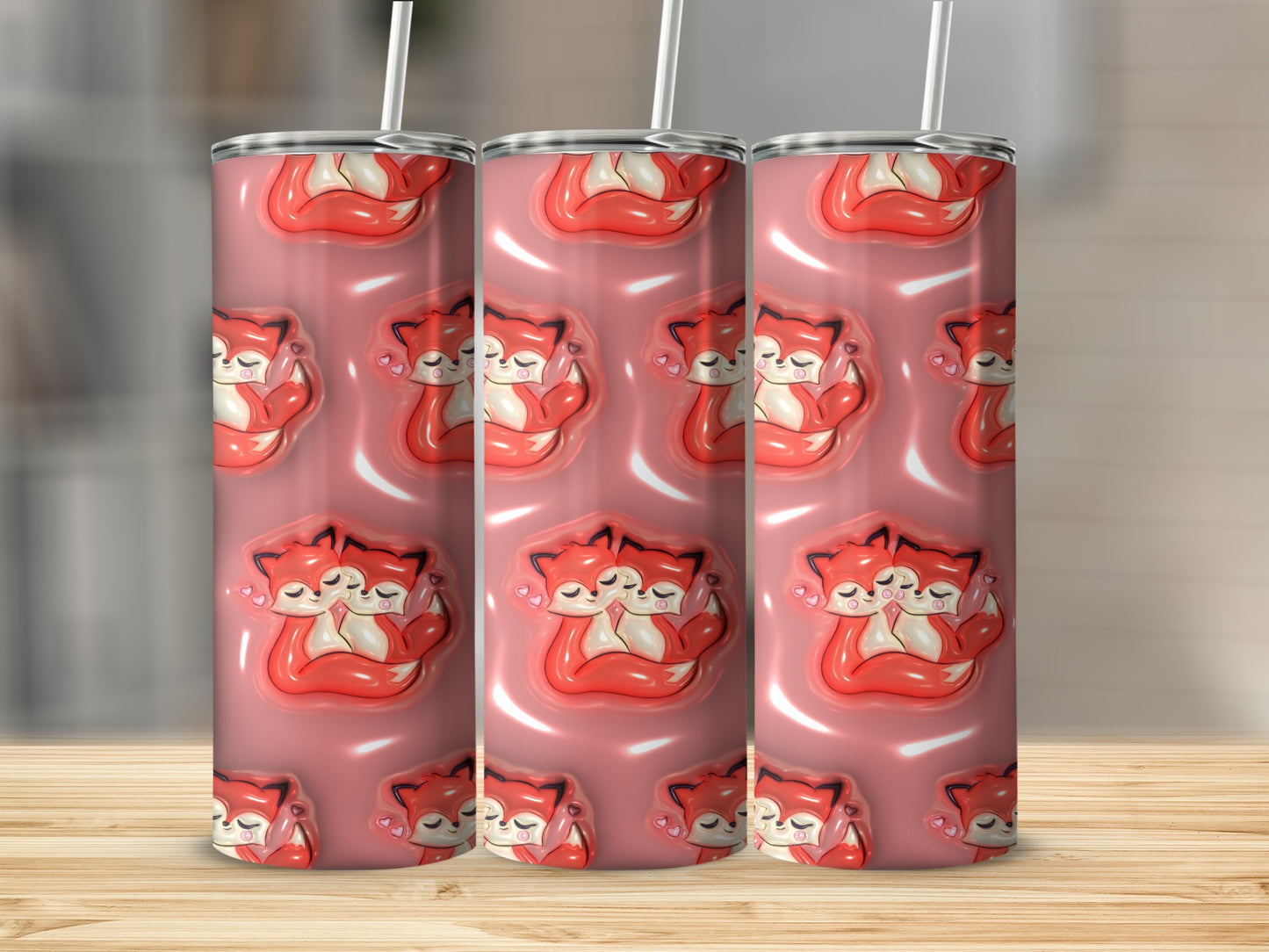Cute Fox Family Design Insulated Tumbler