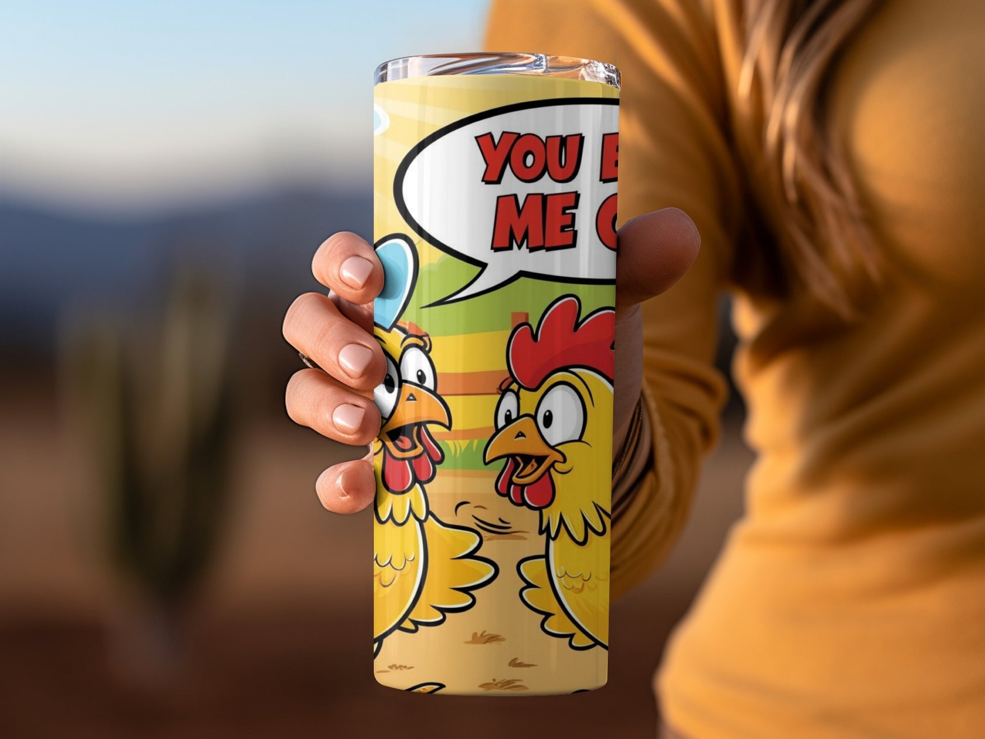 Funny Chicken Cartoon 'You Brought Me Coffee' Tumbler