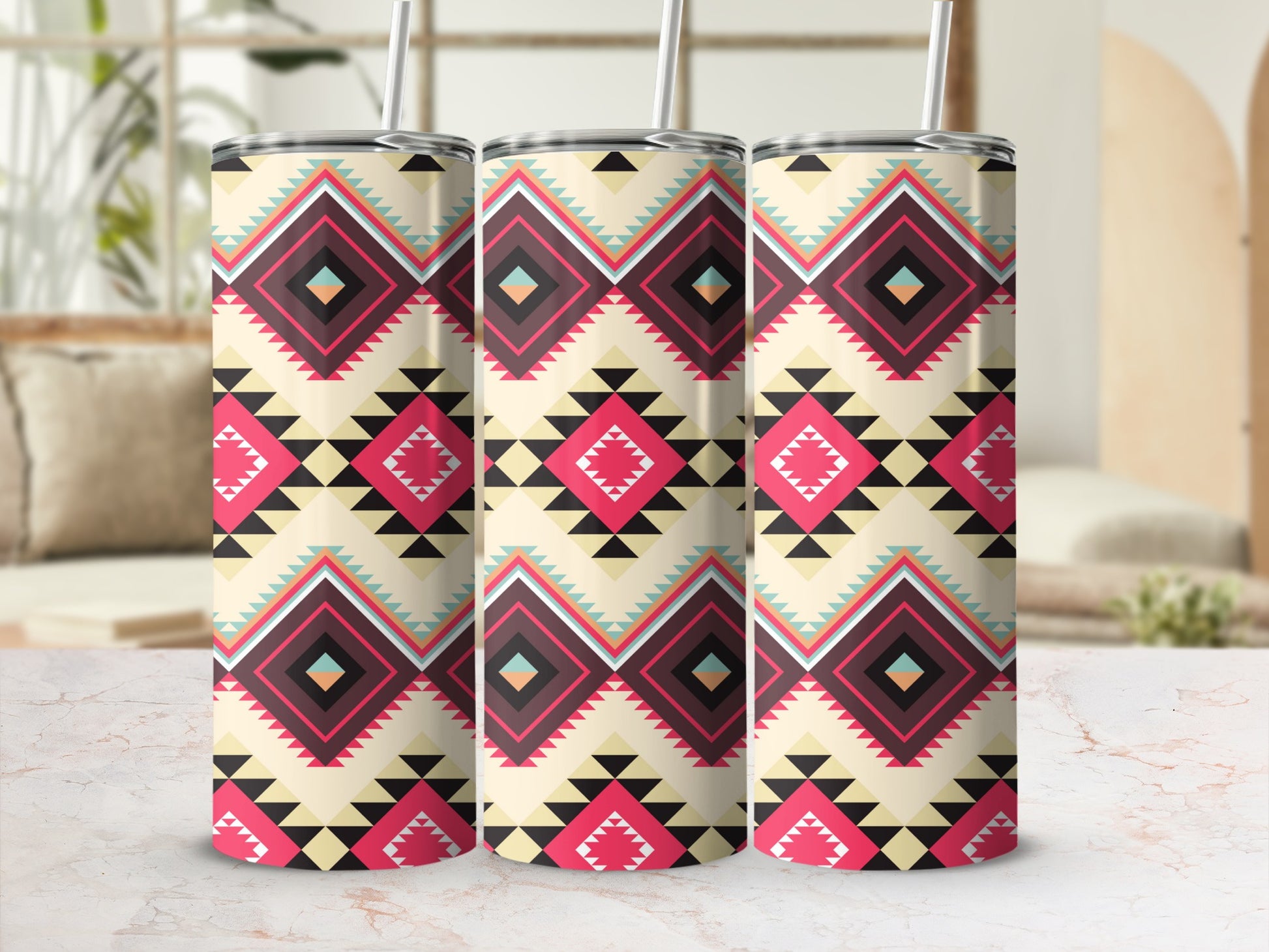 Vibrant Aztec Pattern Insulated Tumbler Product