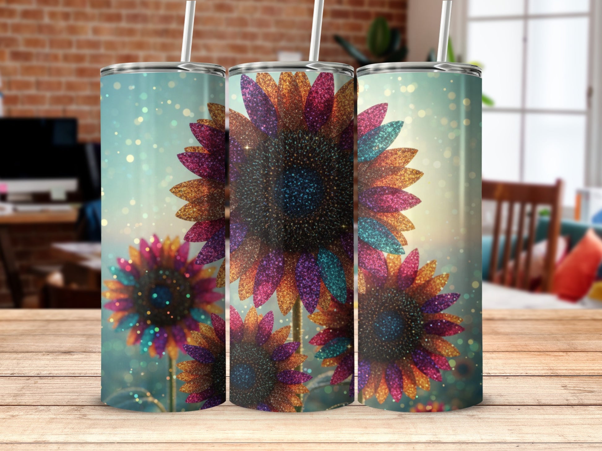 Glittering Sunflower Design Tumbler Product