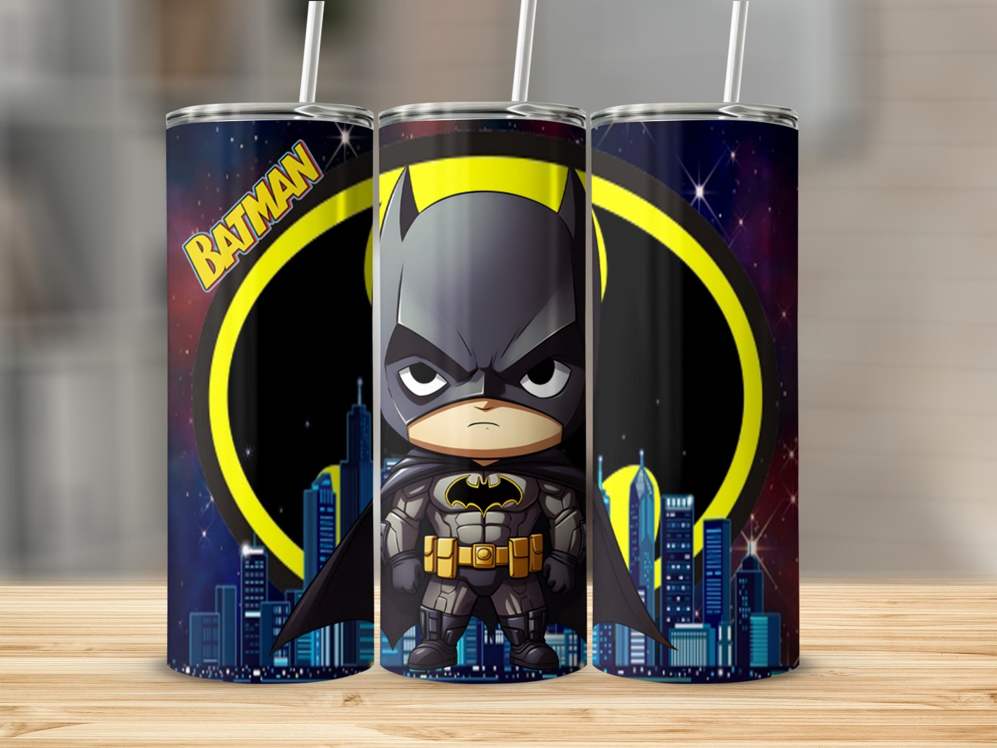 Batman Superhero Tumbler with Skyline Graphic Cup