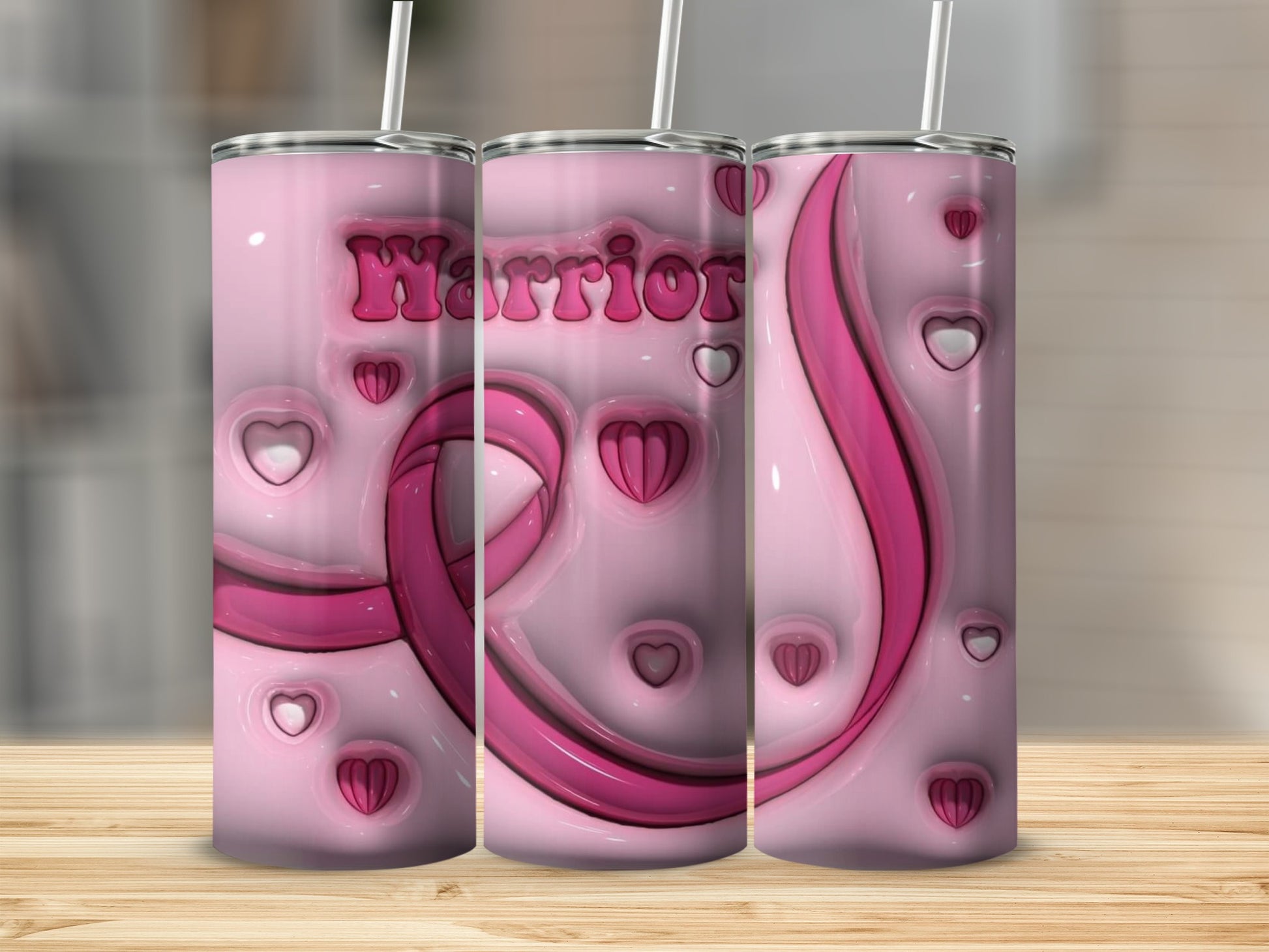 Warrior Pink and Hearts Design Tumbler