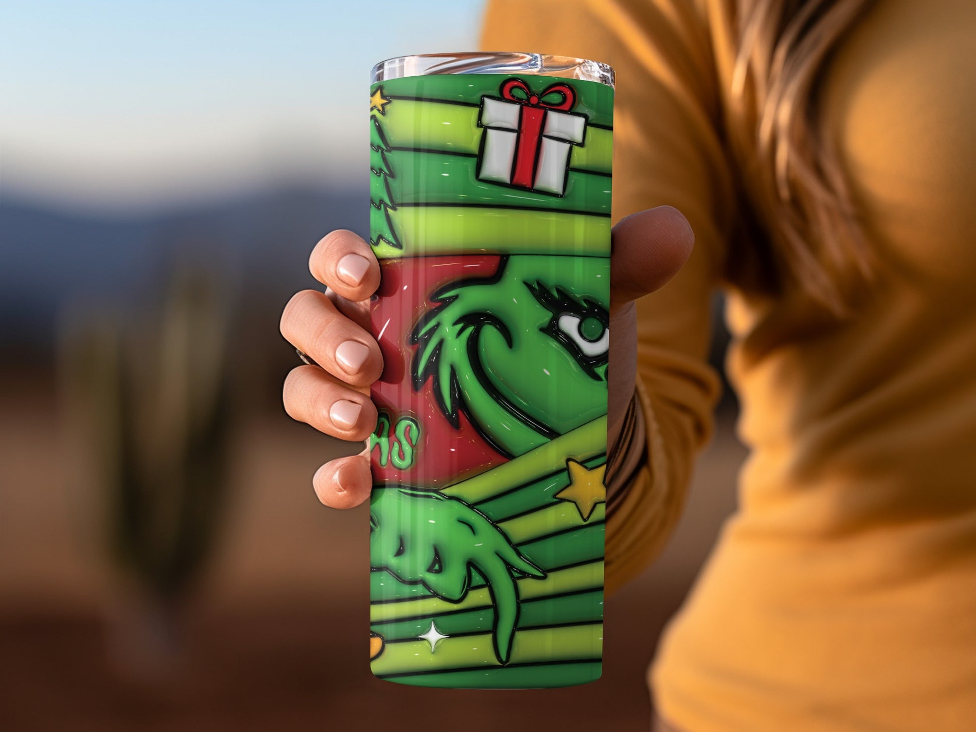 Grinch Christmas Illustrated Tumbler Holiday Drinkware