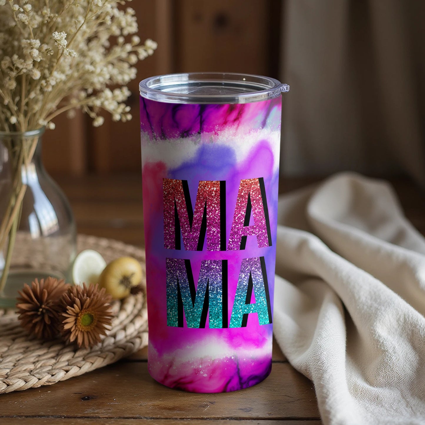 Vibrant MAMA Glitter Tumbler for Moms Choice