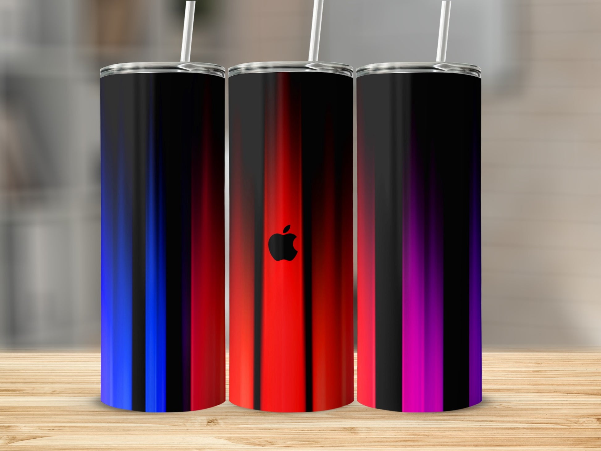 Black Blue Red Purple Gradient Apple Logo Tumbler product type