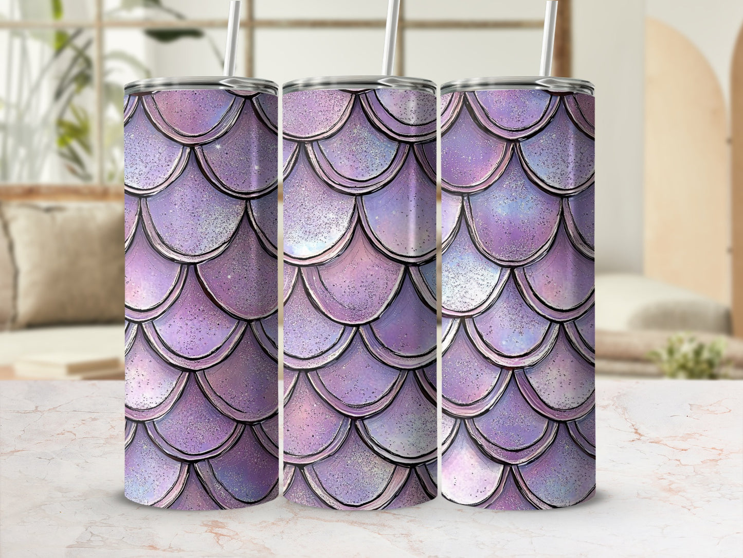 Iridescent Purple Scales with Sparkle Detailing Tumblers