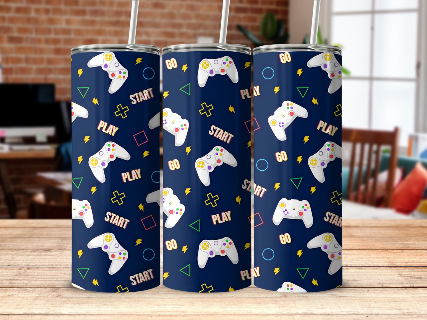 Vibrant gaming controllers and start GO PLAY design
