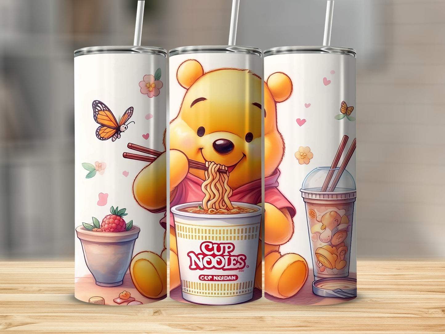 Pooh Cup Noodles Scene Illustration for Tumblers